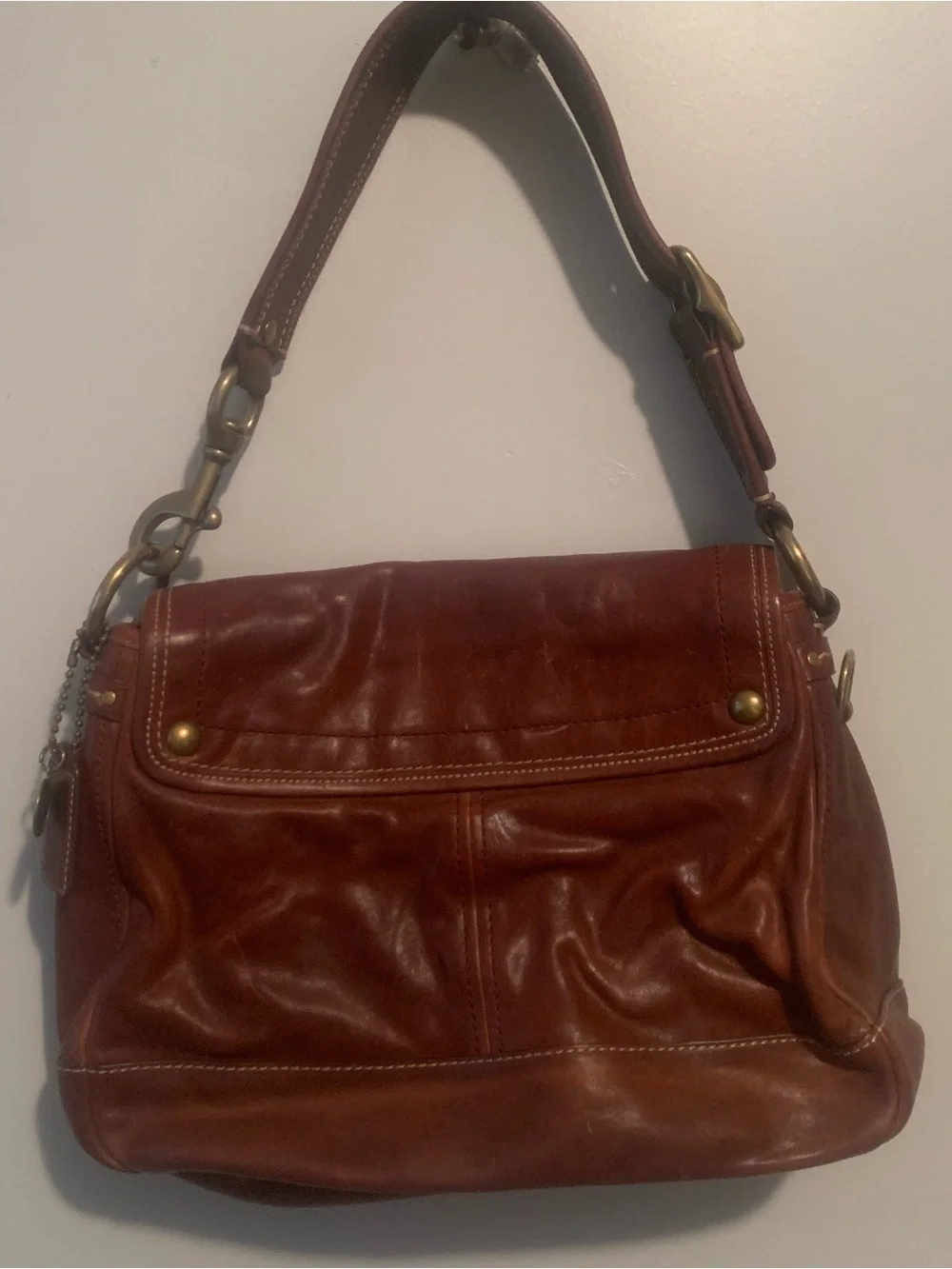 RARE Coach Legscy Ali Brown Leather Turnlock Shoulder Bag - Picture 2 of 9